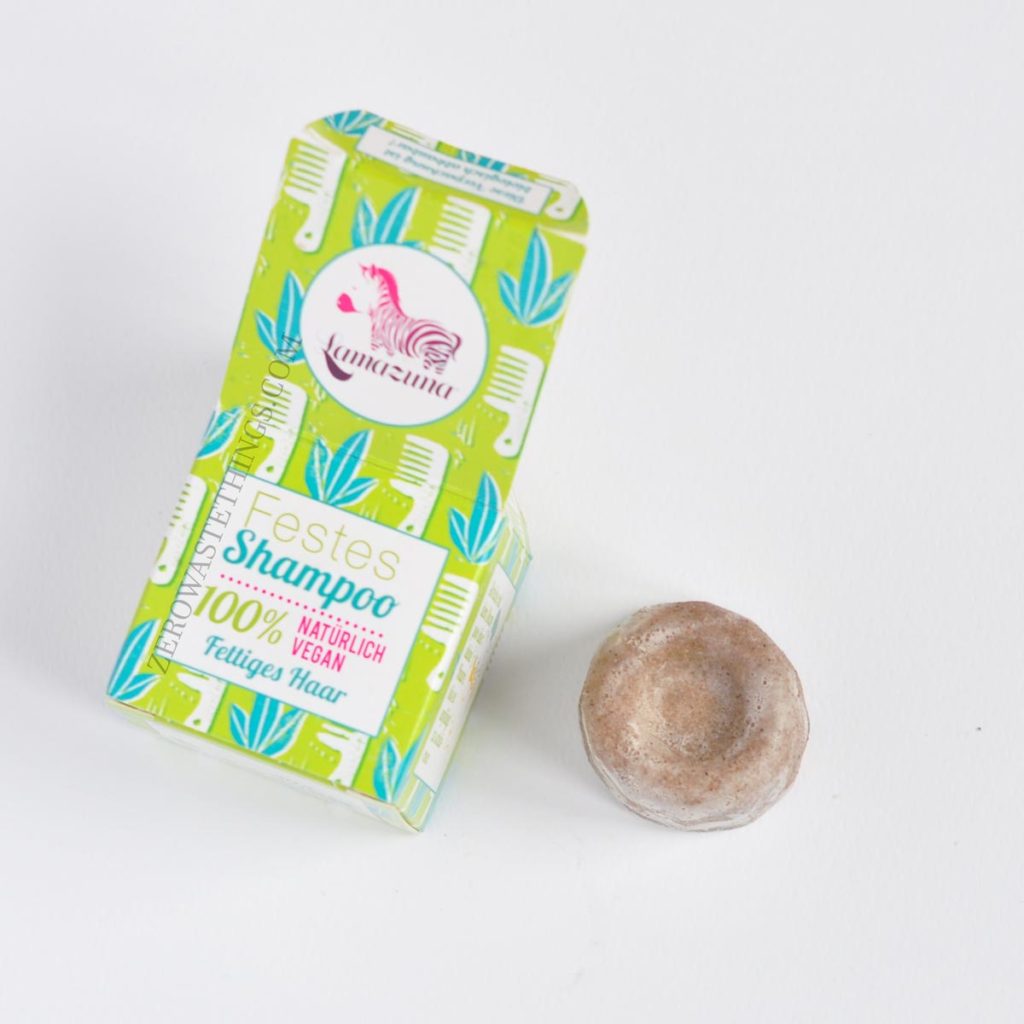 Lamazuna zero-waste solid bar-shampoo for oily hair out of the box, the shampoo bar has been used a bit already