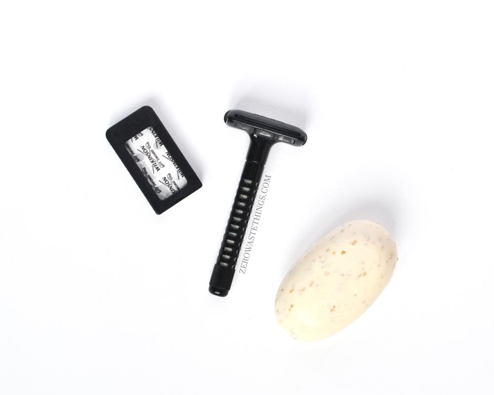 Zero waste hair removal: old razor, blades, soap